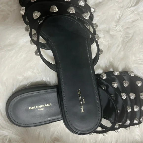 Balenciaga Black and Silver Studded Sandals - Picture 3 of 8